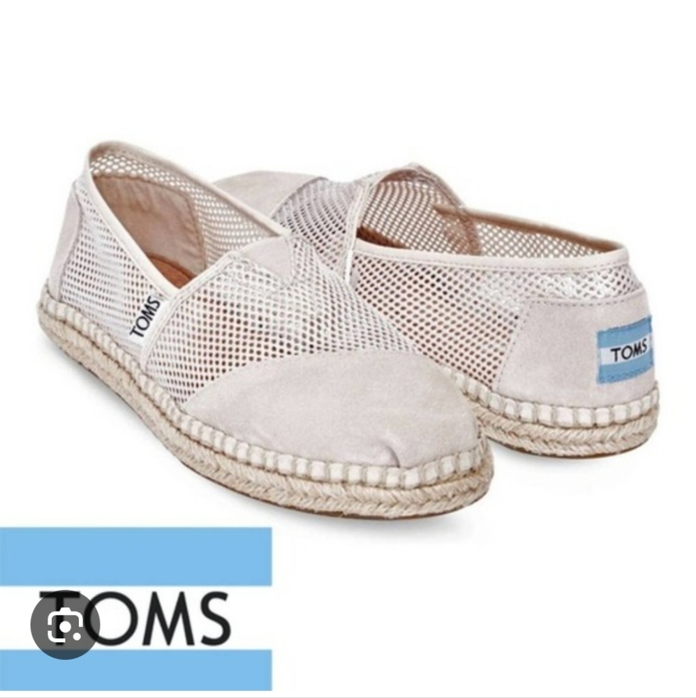 LIKE NEW TOMS Women's Alpargata Mesh And Suede Flatform Espadrilles Sz 8